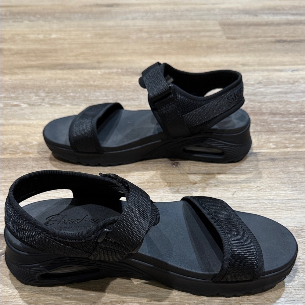 Skechers Size 11 Black Women's 119185 Uno New Sesh Yoga Foam Skech Air Sandals - Picture 6 of 10